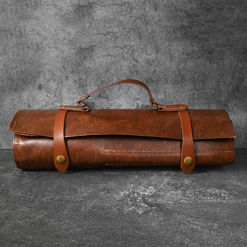 Portable Two-Tier Microfiber Leather Knife Storage Bag