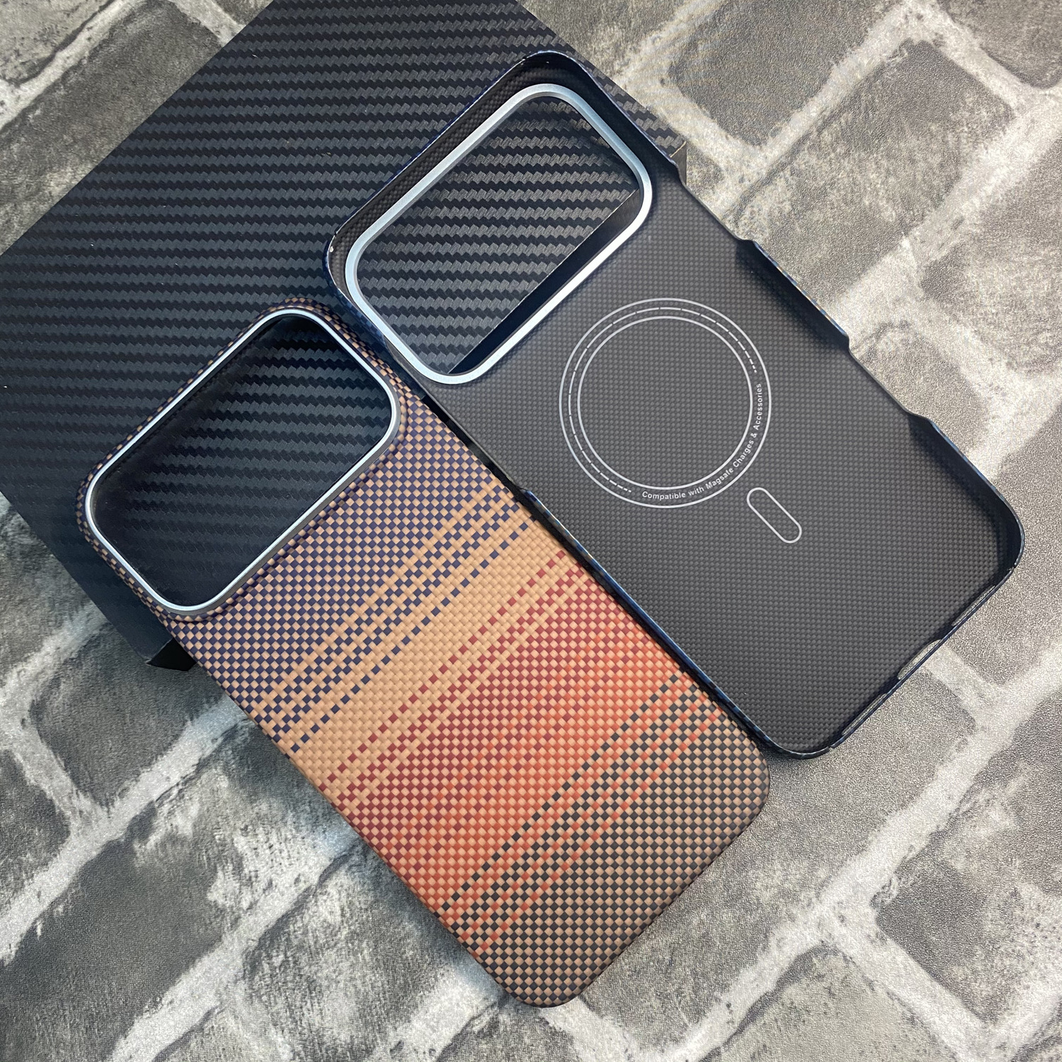 Magnetic-compatible Kevlar Phone Case Carbon-fiber Protective Cover 5