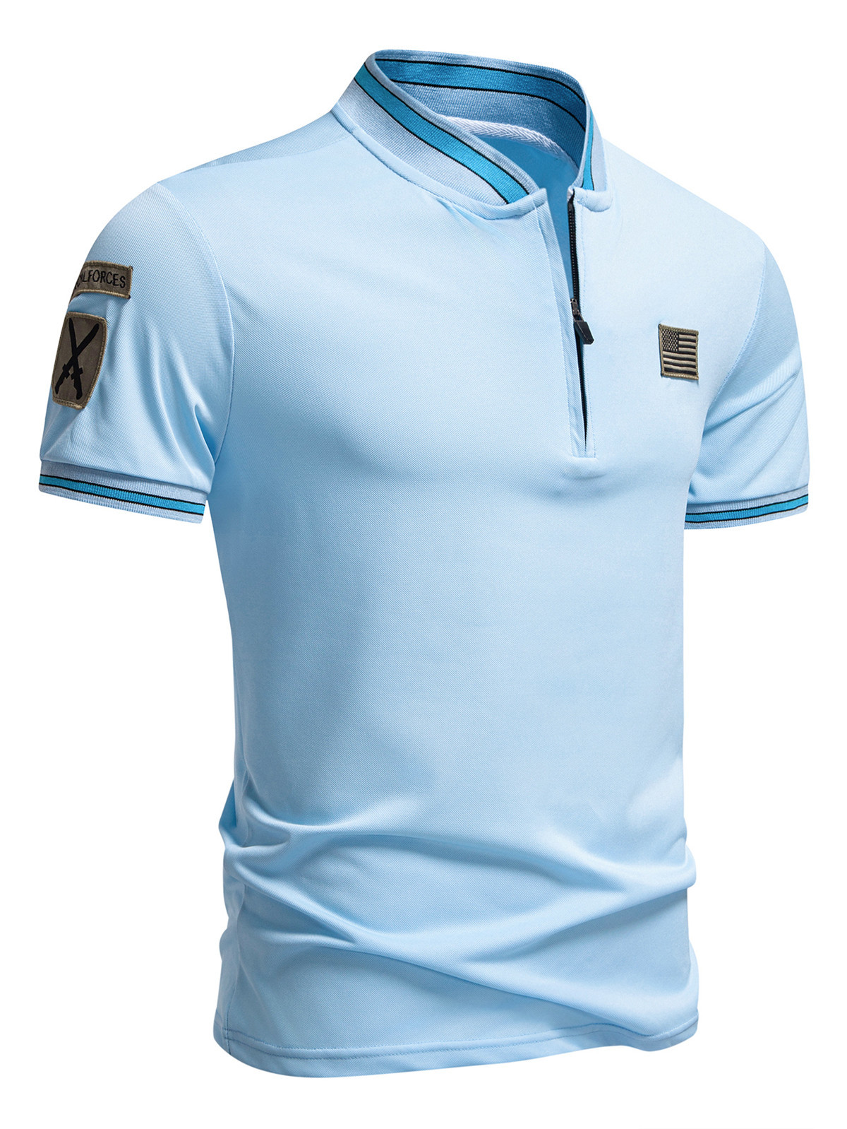 Casual Stand-Up Collar T-Shirt Men's Polo Shirt 7