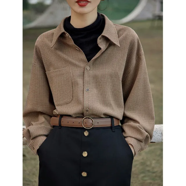 French Style Retro Plaid Shirt For Women Red - Shop at LoveMi