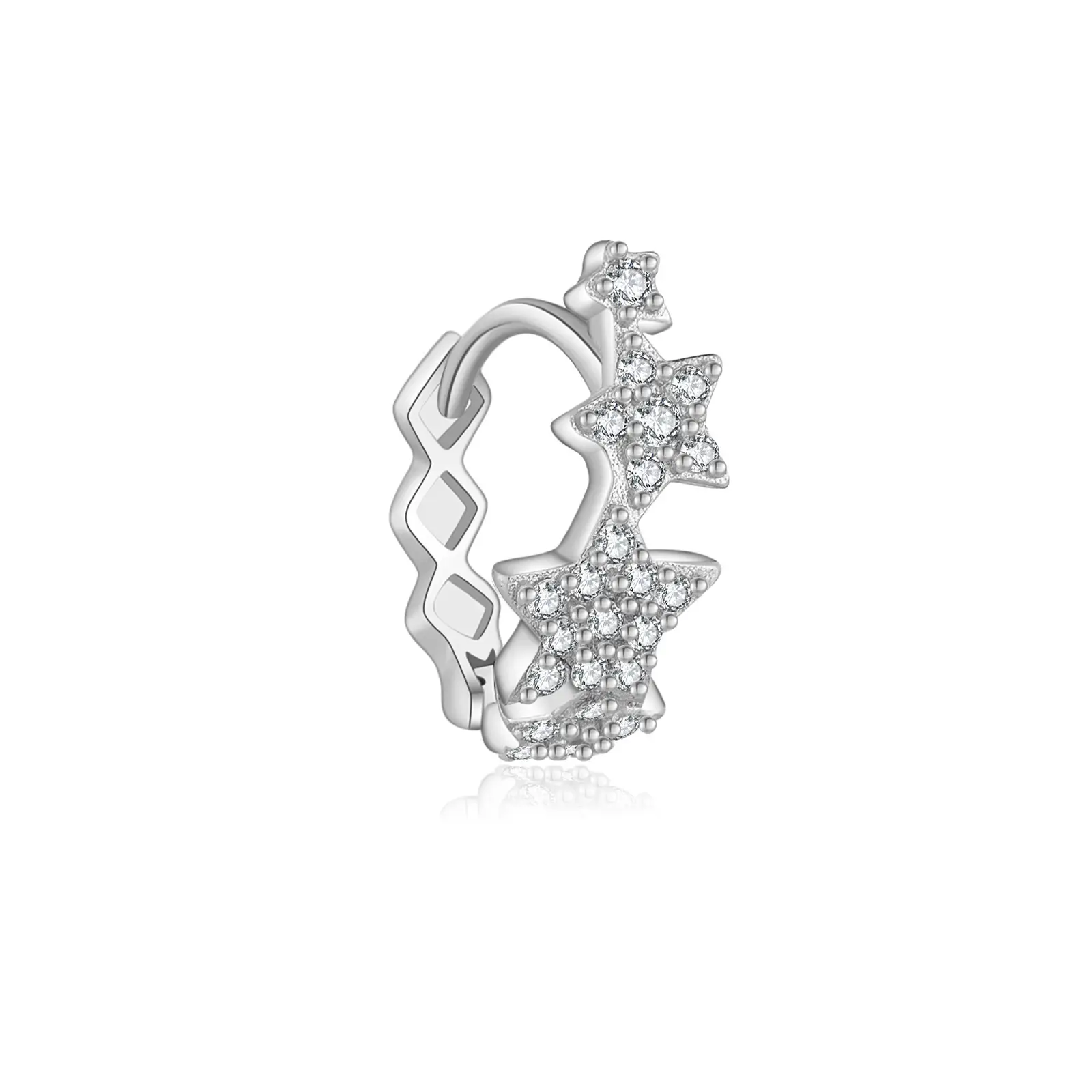S925 Sterling Silver Five-pointed Star Eardrop Earring Zircon