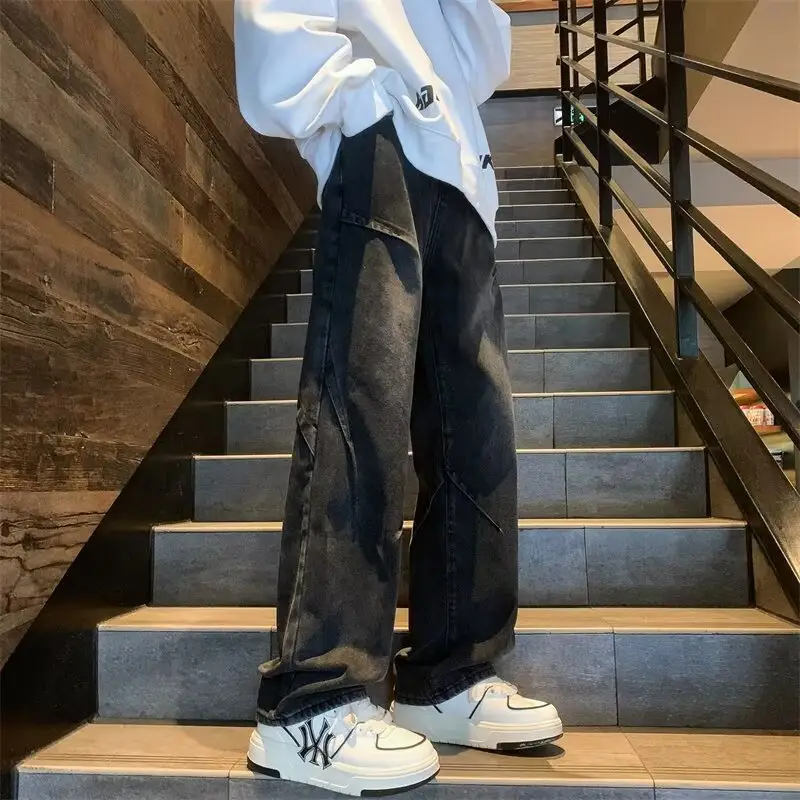 Plus-size Loose-fitting Straight-leg Mens Pants