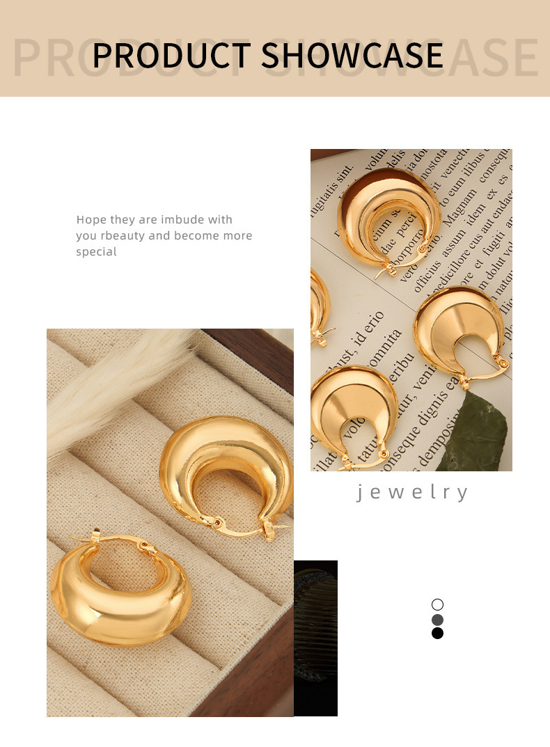 Simple Glossy Copper-plated Gold U-shaped Earrings