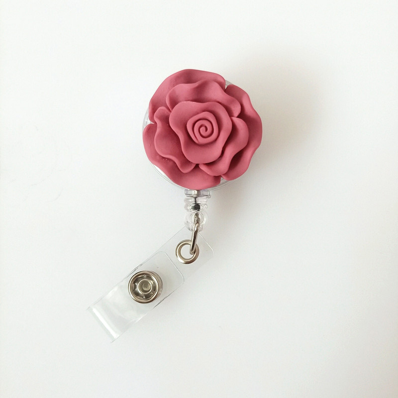 Resin Flower Employee ID Lanyard Clip With Adjustable Buckle