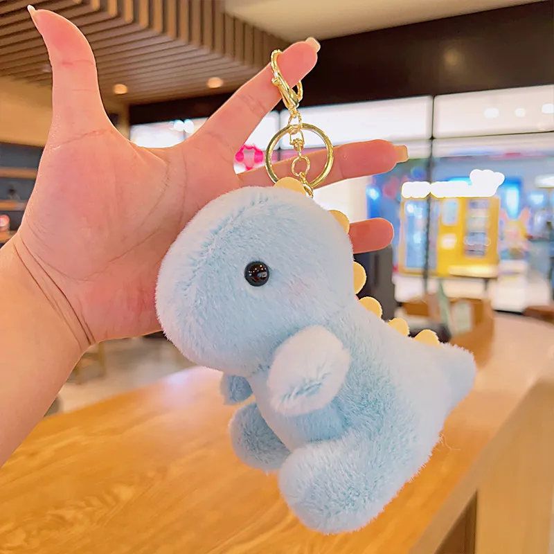 Cute Dinosaur Plush Toy Doll Cartoon Key Button - Blue