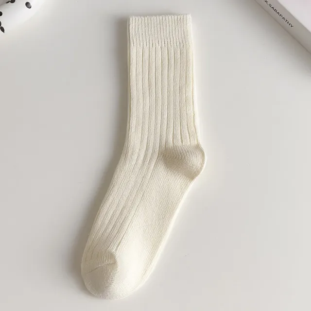 White Socks Women's Mid Tube Stockings Thick Thread Diamond Lattice Autumn And Winter Vertical Bar - Shop at LoveMi