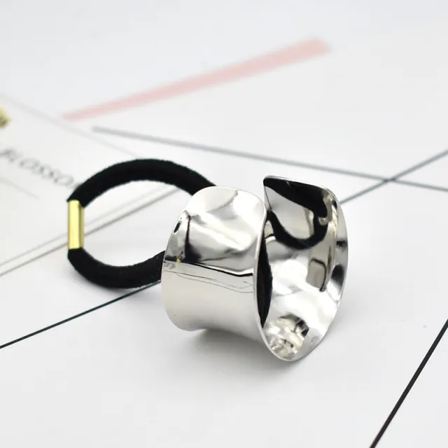 European And American Ornament Korean Simple Glossy Crescent shaped Metal Ring Silver - Shop at LoveMi