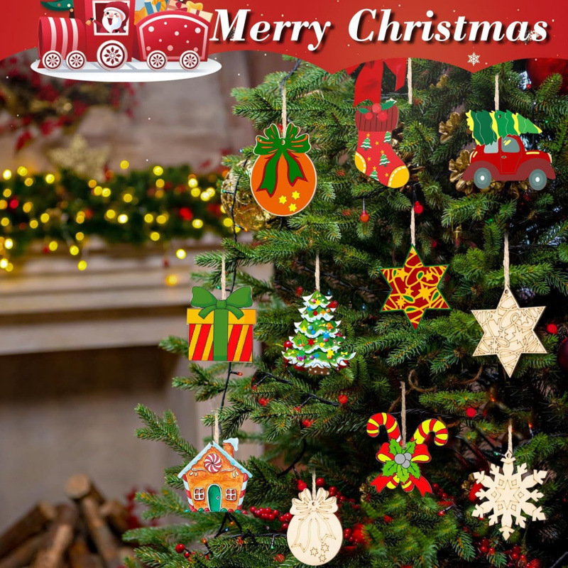 Christmas DIY Craft Supplies Painted Wooden Pendants