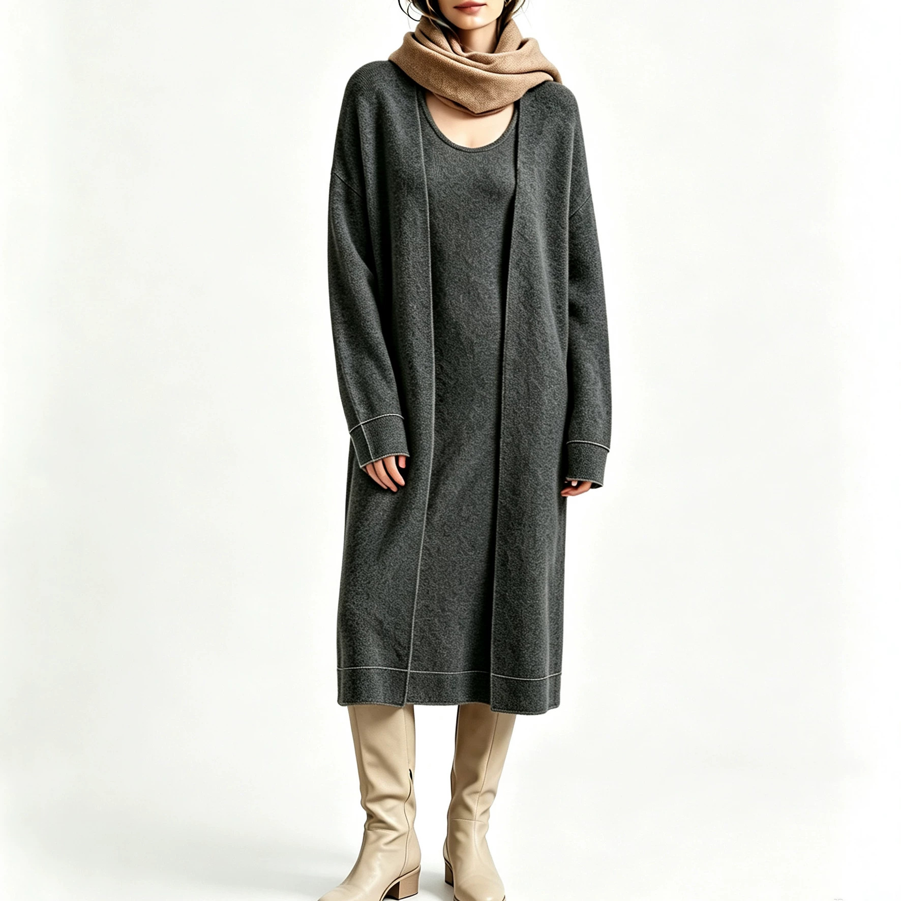 Loose-fitting Vest Dress And Jacket Two-piece Set