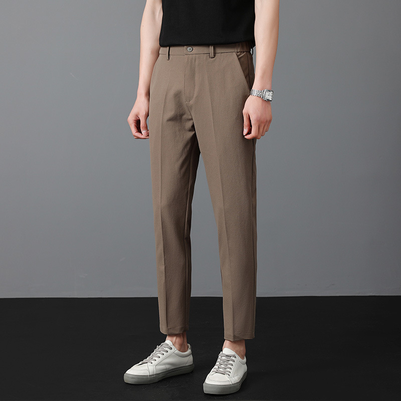 Stretch-waist Lightly Business-style Mens Trousers