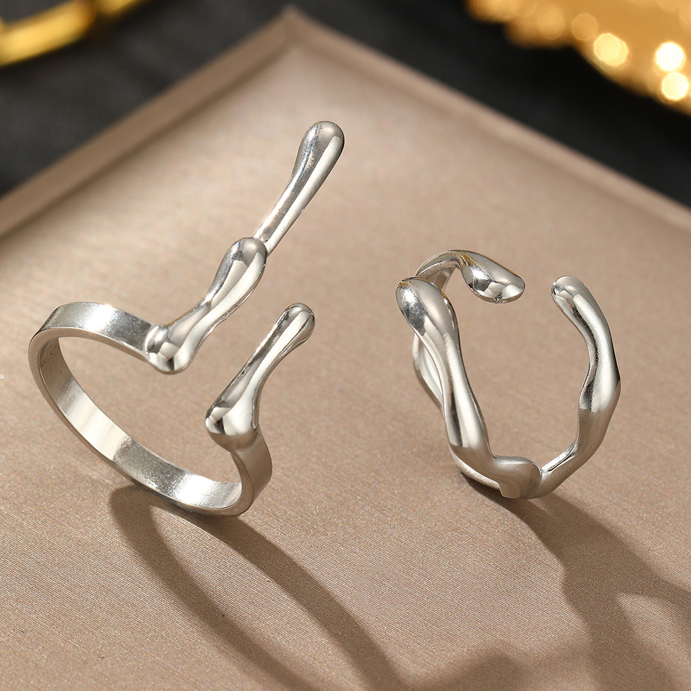 Irregular Geometric Line Adjustable Ring For Women