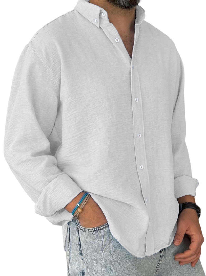 Camisa algodón lavado color blanco
