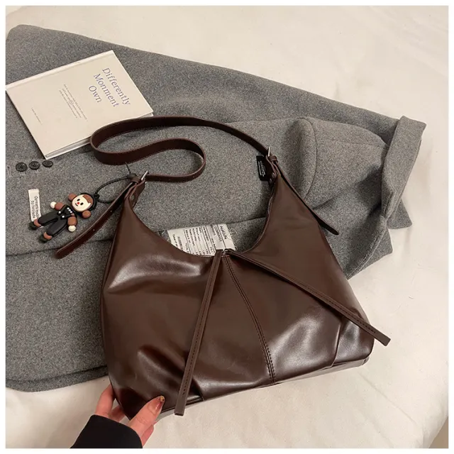 Retro Trendy Shoulder Bag Korean style Chic Commuter Brown - Shop at LoveMi