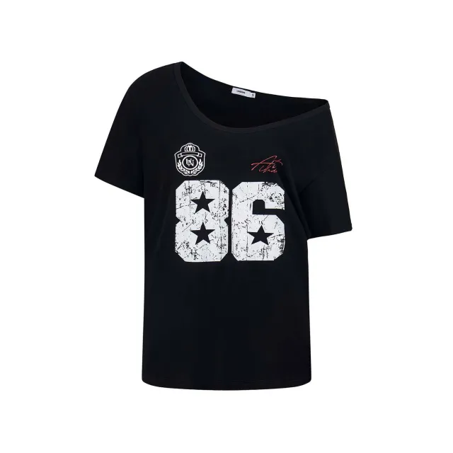 American Printed V neck Shoulder Short Sleeve Black - Shop at LoveMi
