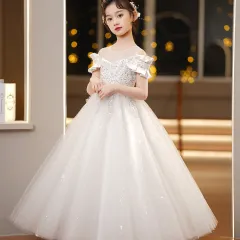 Spandex Princess Dress For Girls Tulle Tutu - White - View 1