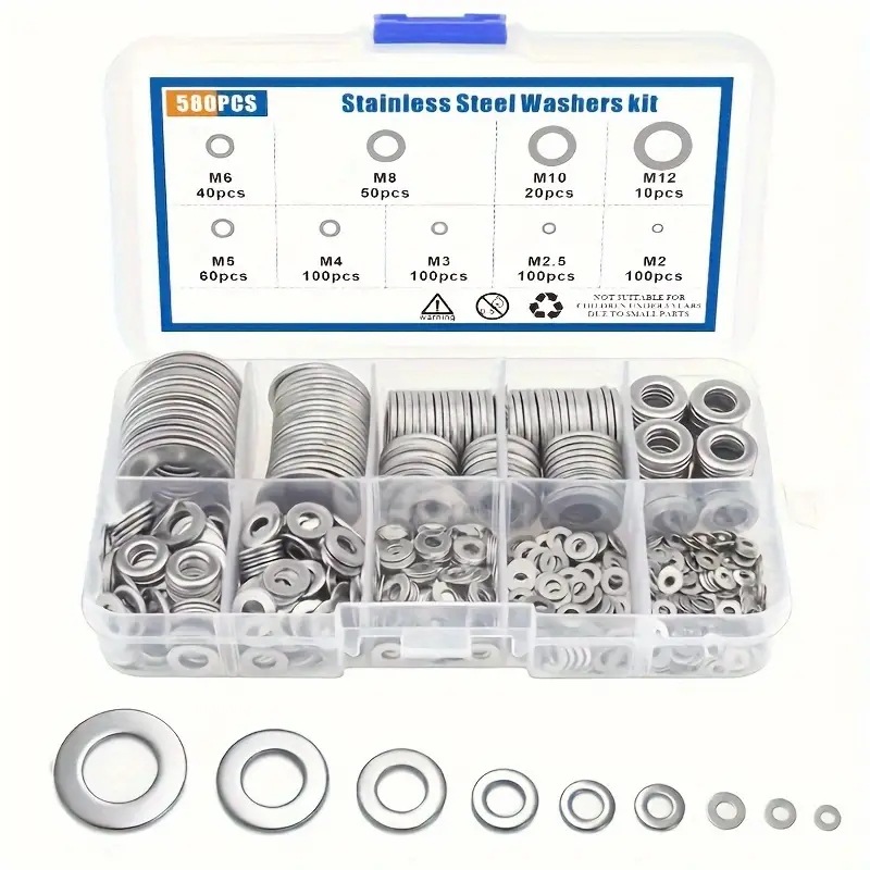 Title 1, 304 Stainless Steel Flat Washer Combination M2-M12