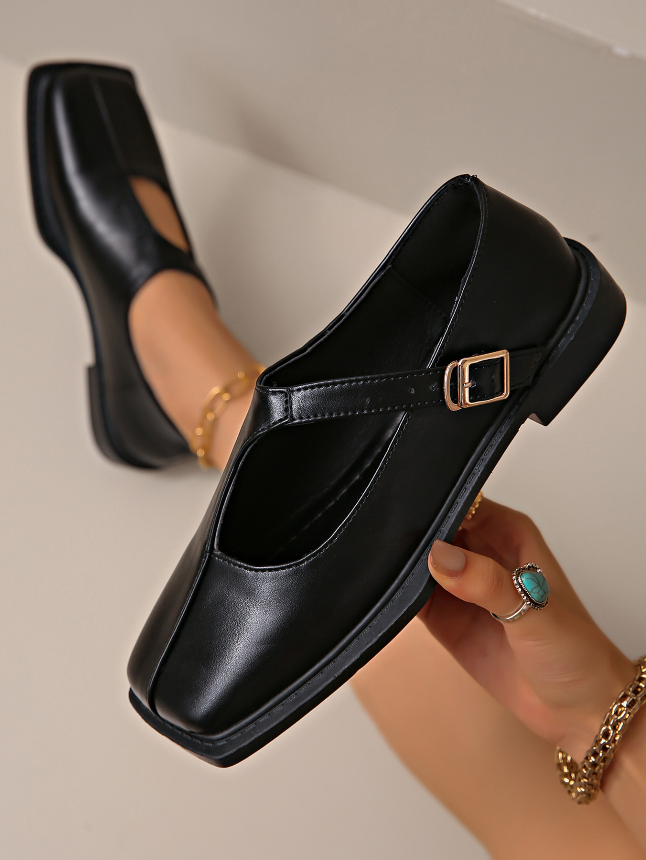 Square-Toe Low-Cut Flats, picture 5 of 6