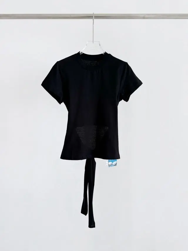 Strap T shirt With A Bow Design Black - Shop at LoveMi