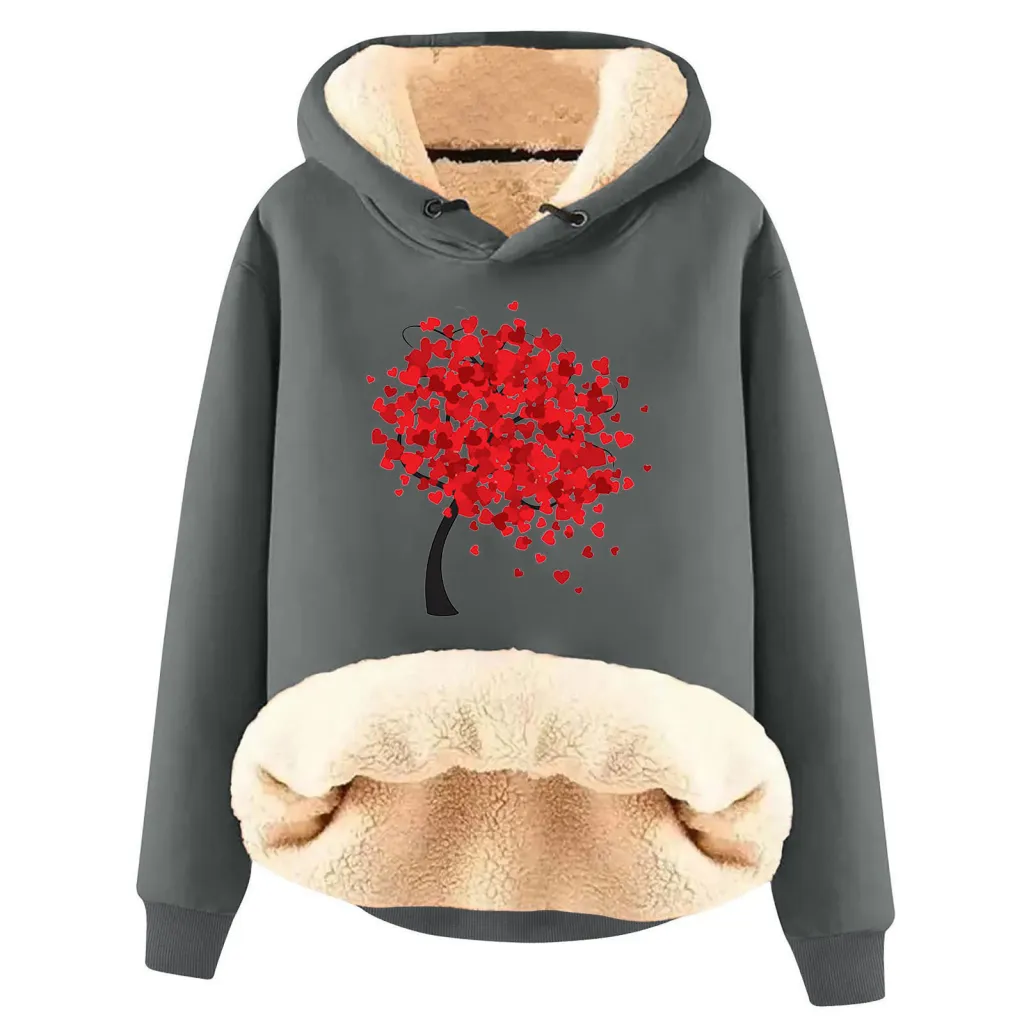 European And American Hooded Sweater Fleece Lined Padded Warm Keeping Loose Hooded Pullover - 3 Style