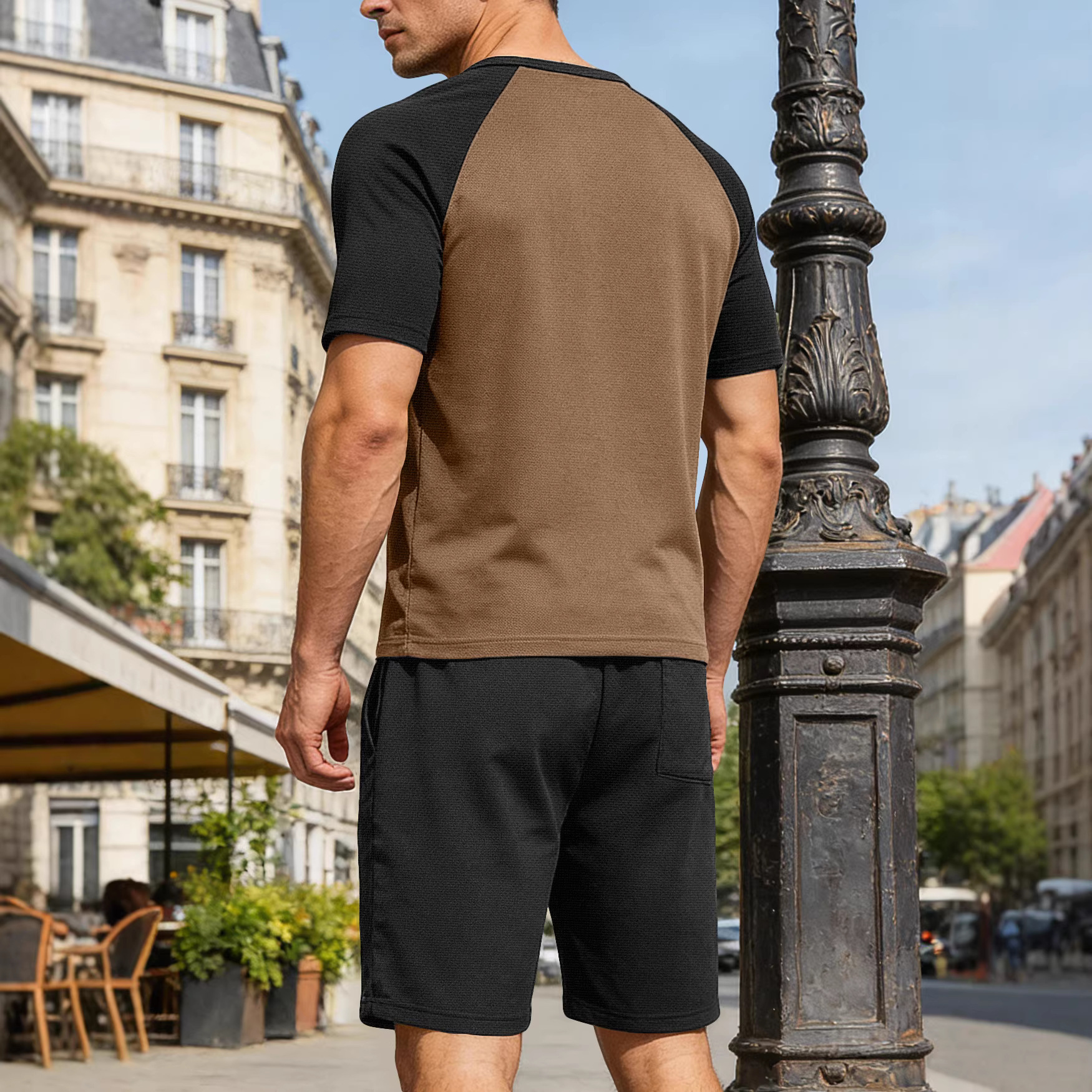 Mens Short-Sleeve T-Shirt And Shorts Two-Piece Set