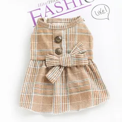 Pet Cat Teddy Bichon Small Dog Clothes Summer Spring And Autumn Thin Couple Suit Shirt - Khaki Princess Dress - View 1
