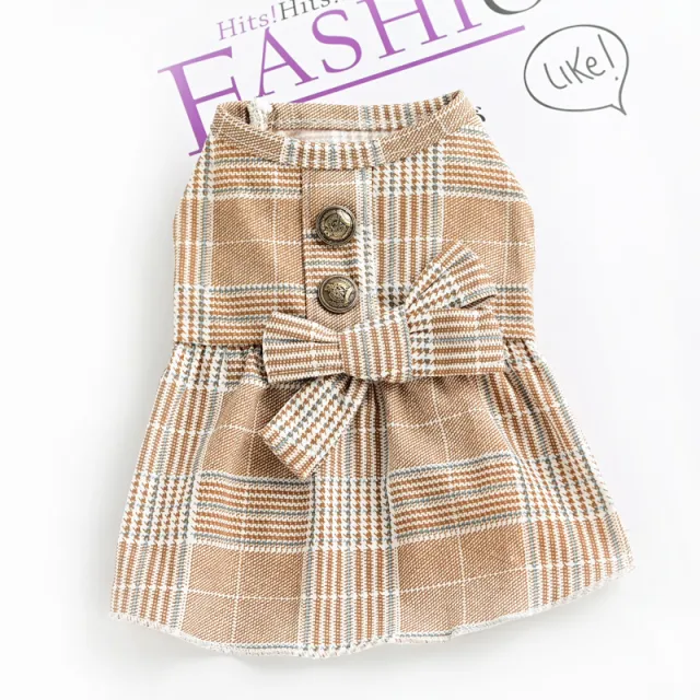 Pet Cat Teddy Bichon Small Dog Clothes Summer Spring And Autumn Thin Couple Suit Shirt Khaki Princess Dress - Shop at LoveMi
