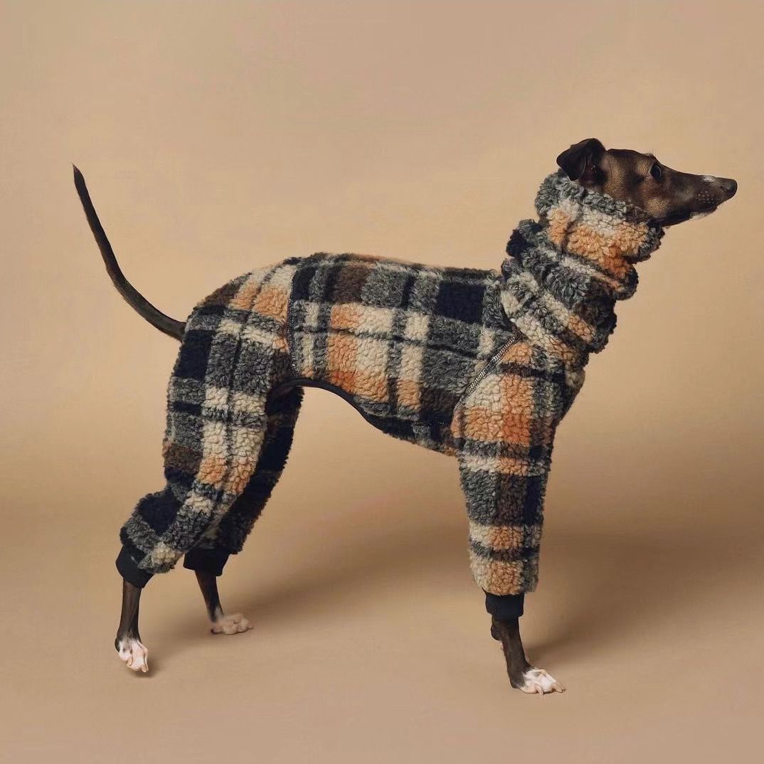 Double-sided Fleece Whippet Winter Dog Coat - Double-sided Fleece Whippet Winter Dog Coat Black Orange Long Coat L