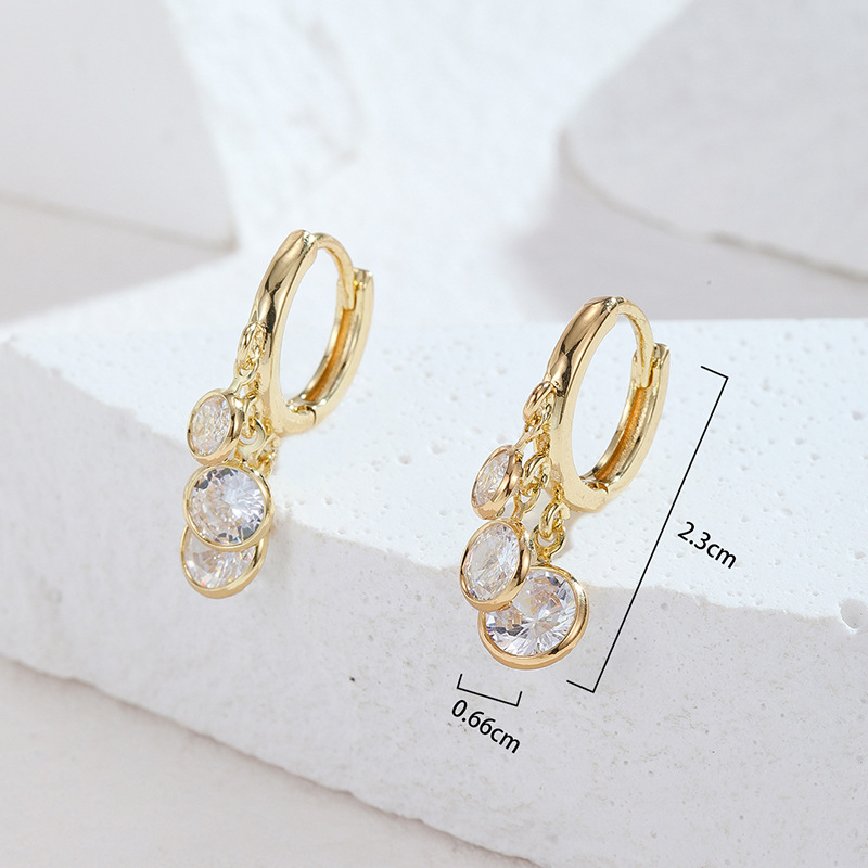 Fashion Zircon Peach Heart Ear Clip Niche Design Light Luxury