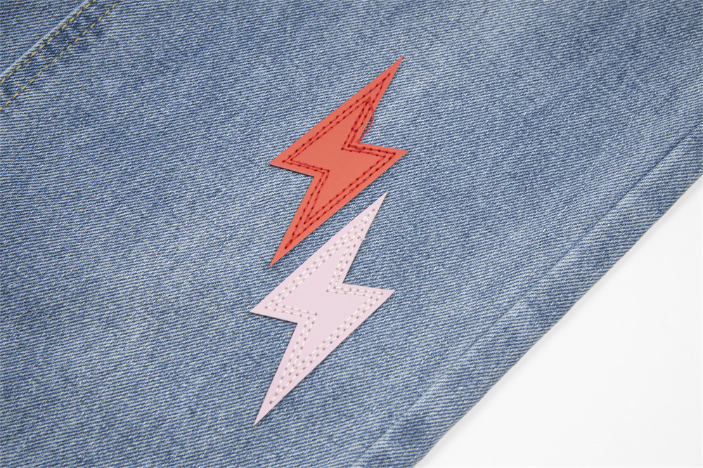 Lightning Embroidered Denim Trousers Men - Image 14