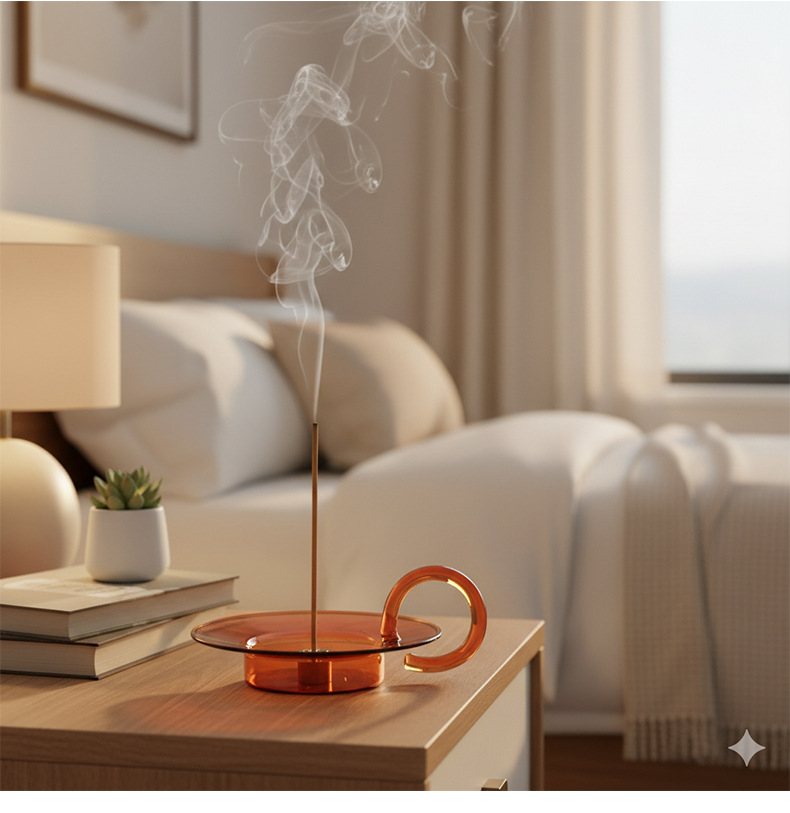 Orange Glass Tray Incense Burner