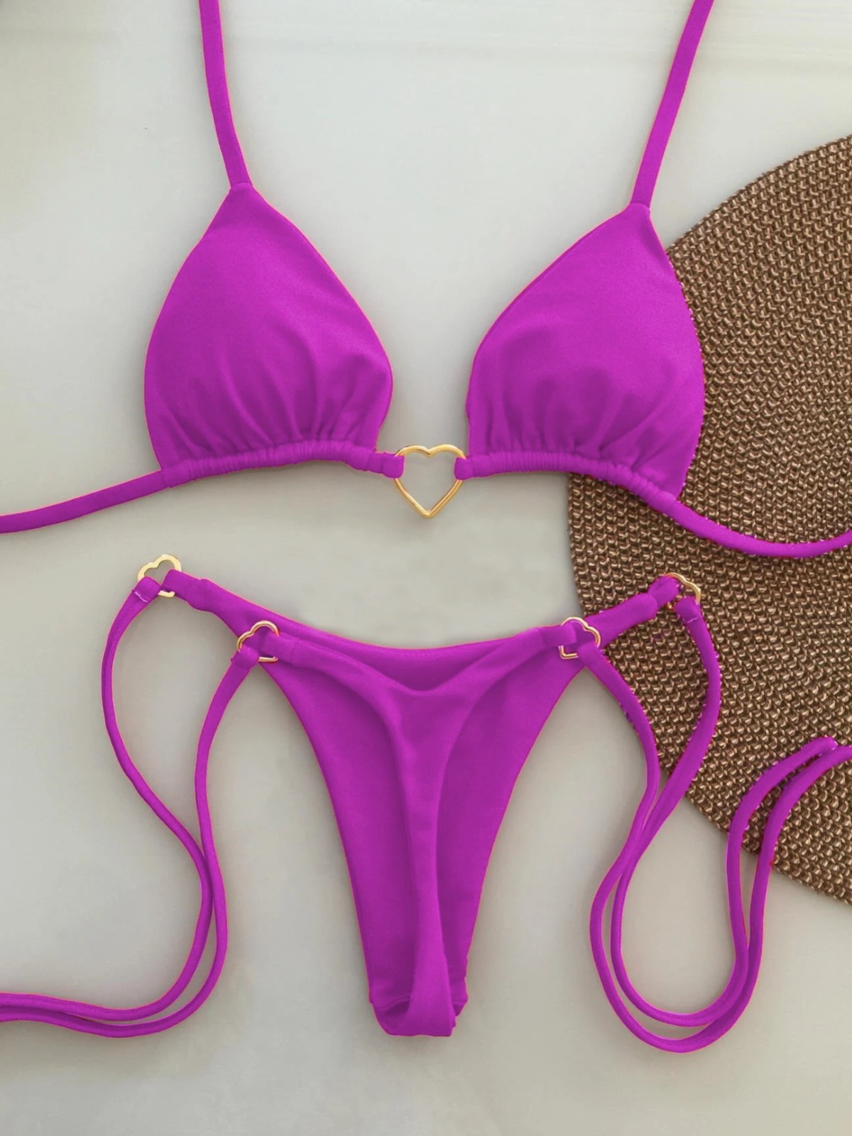 Title 3, New Solid Color White Bikini Suit Low Waist Lac...