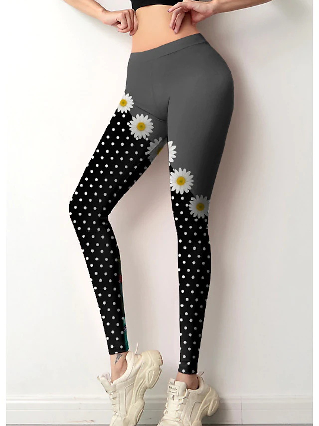 Title 1, Sport yoga broek met bloemenprint op de onderka...