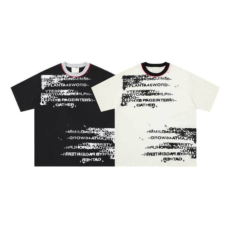 American-style Street Letter-printed Short-sleeve Shirt