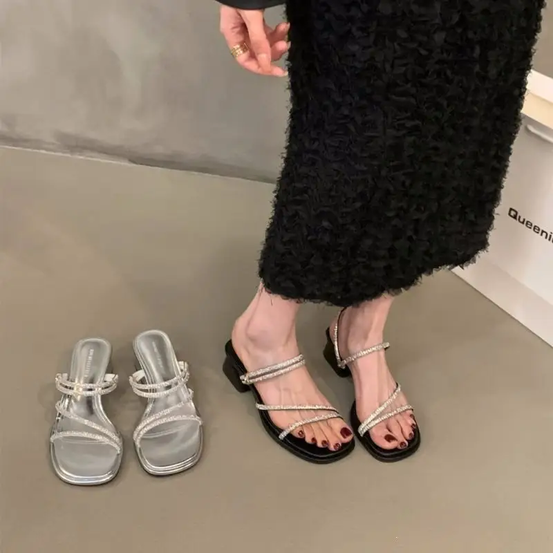 Chic Rhinestone French-style Strappy Sandals