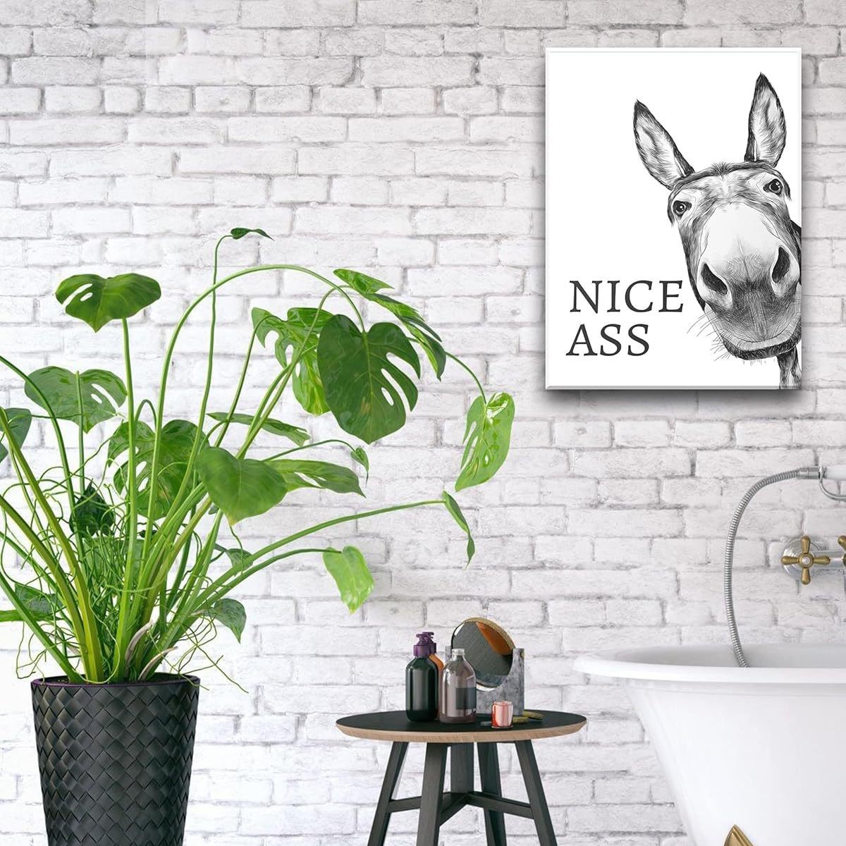 Abstract Black And White Donkey Wall Art Poster Print On Canvas
