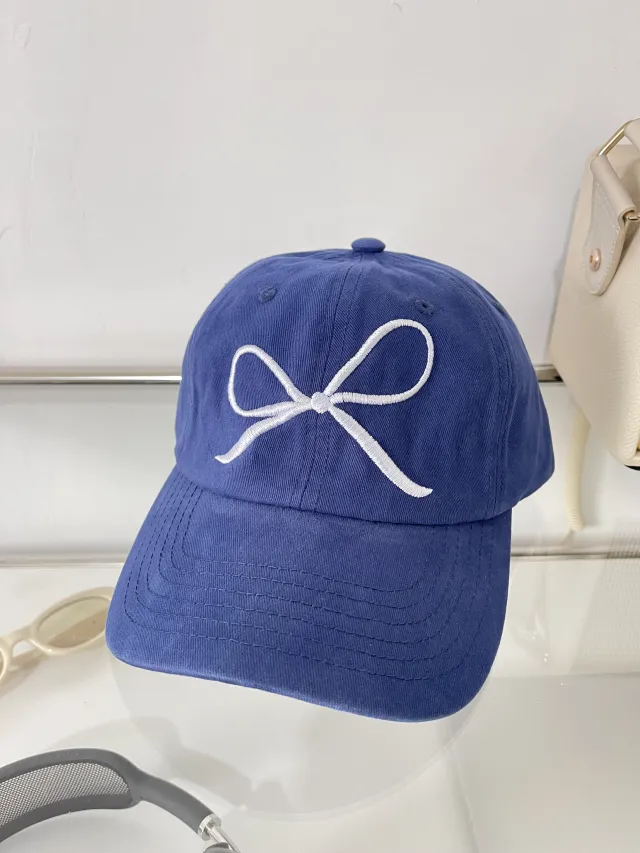 Ins Bow Baseball Cap Sweet Cute Sun Protective Blue - Shop at LoveMi