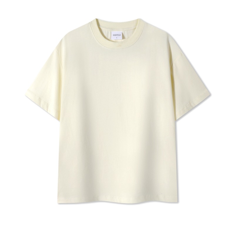 Mens Solid-color Round-neck Short-sleeve T-shirt