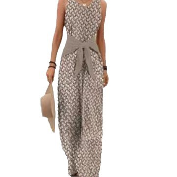 Womens Best-selling Waist-cinching Adjustable-lace-up Printed Jumpsuit - photo 2
