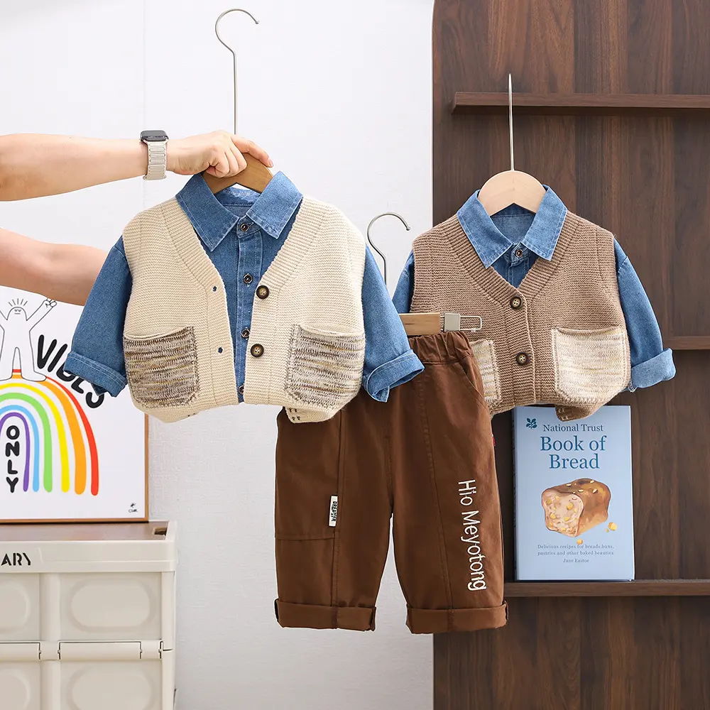 Boys Western-style Vest Top And Pants Three-piece
