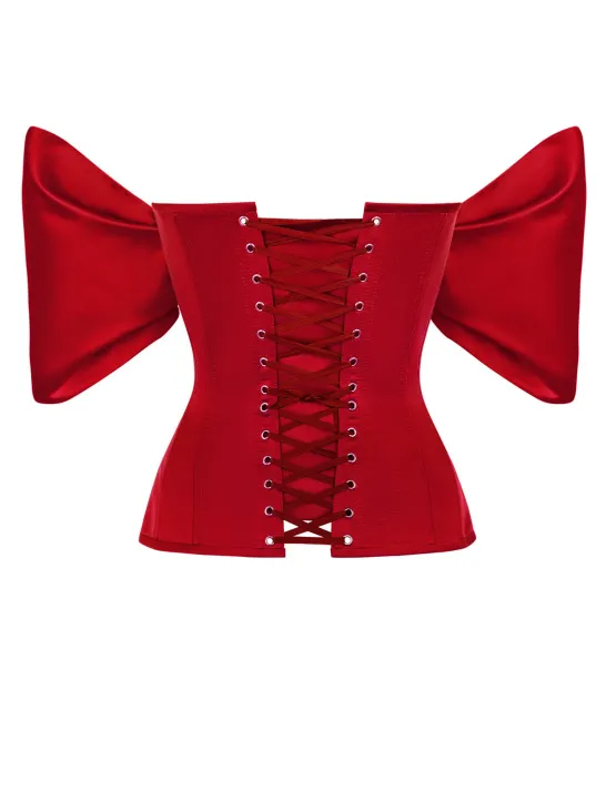 Sexy Solid Color Satin Tube Top Coat Skirt Suit Red - Shop at LoveMi