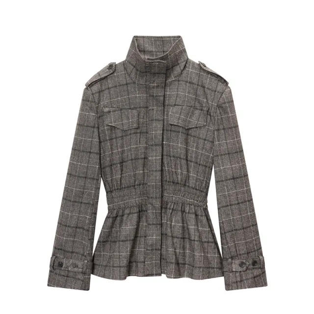 Wool Blend Plaid Ruffle Hem Jacket Pants Top - Shop at LoveMi