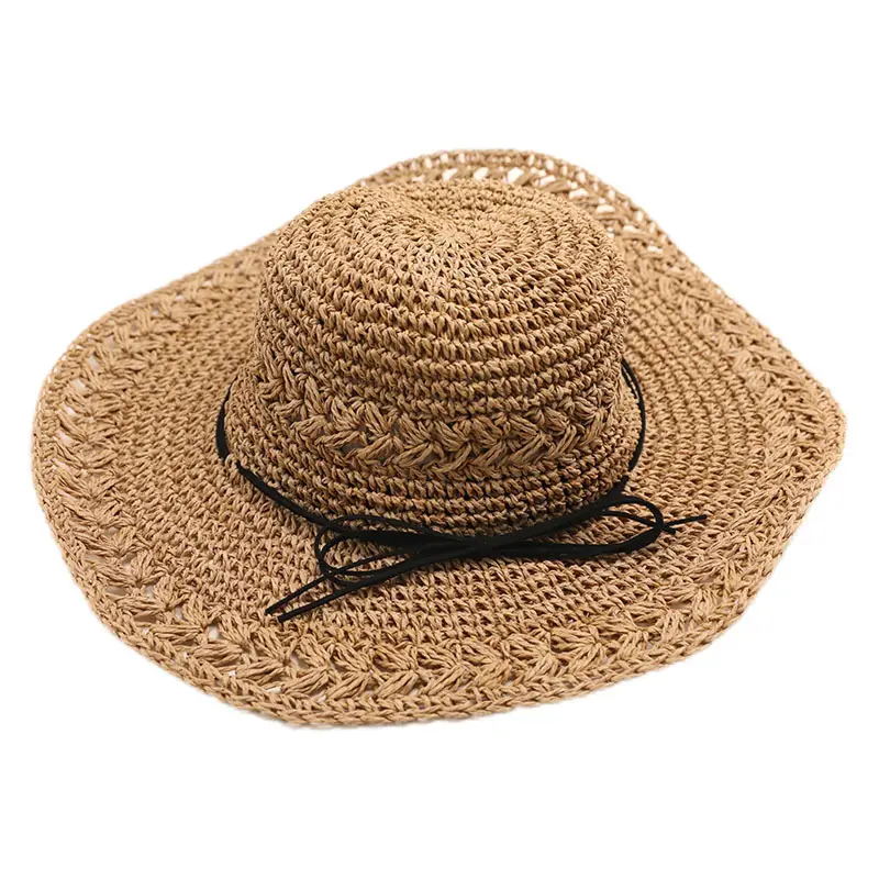 Straw Bow Chain Strap Straw Hat Female Hollow Crocheted