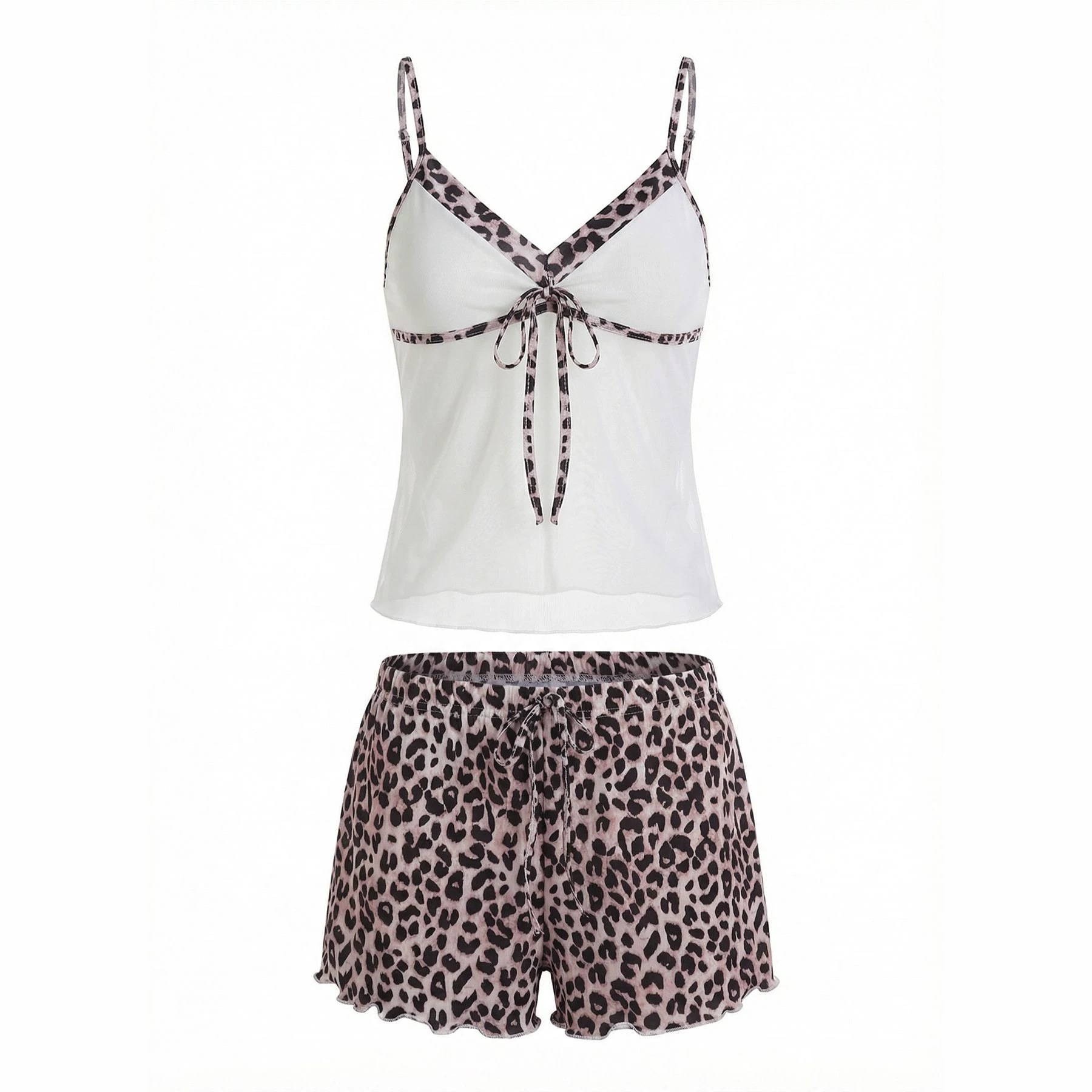 Sexy Chic Y2K Halter-neck Leopard-print Patchwork Bodycon Set 4