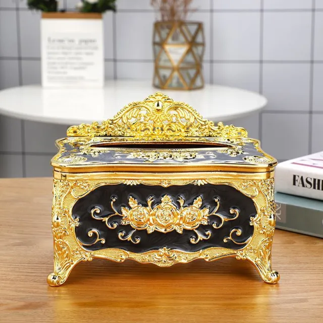 Household Minimalist European Style Tissue Box Golden Edge Black - Shop at LoveMi