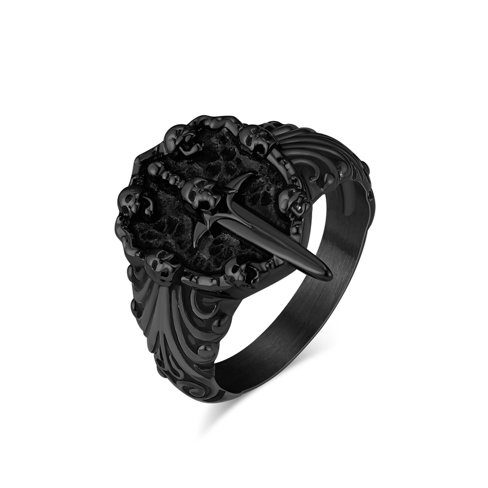 European And American Retro Style Skull Sword Titanium Steel Ring