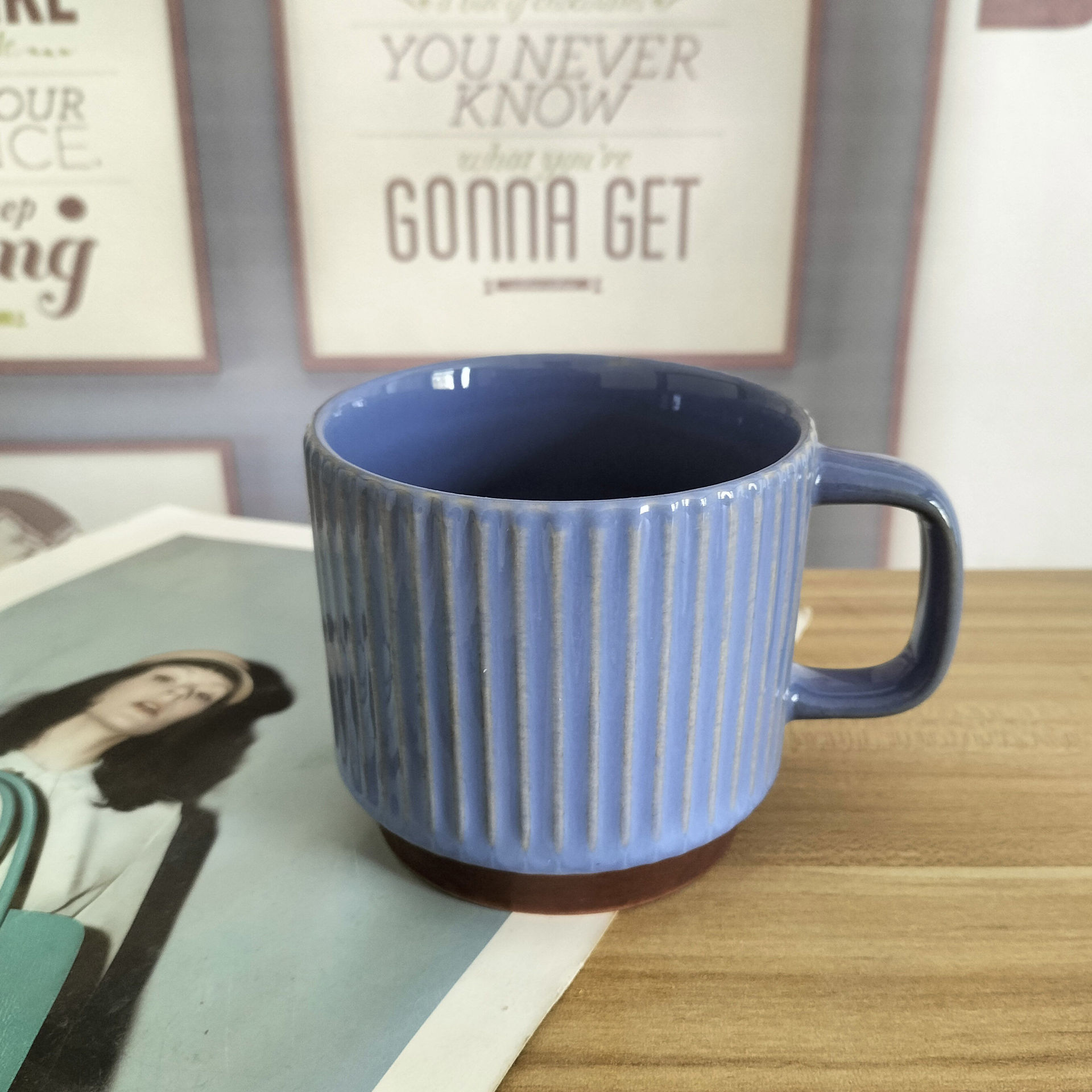 Light Blue Striped Cup