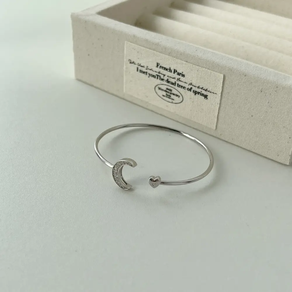 S925 Sterling Silver Bracelet Women's Exquisite Moon Zircon Inlaid