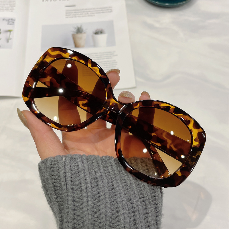 UV proof Summer Black Glasses Fashion Retro Leopard Print Frame Double Tea - Shop at LoveMi