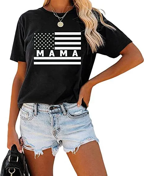 Leopard Print Love MAMA Mother's Day T shirt Holiday Outdoor Leisure Pure Cotton Black Flag Stripes Mama - Shop at LoveMi