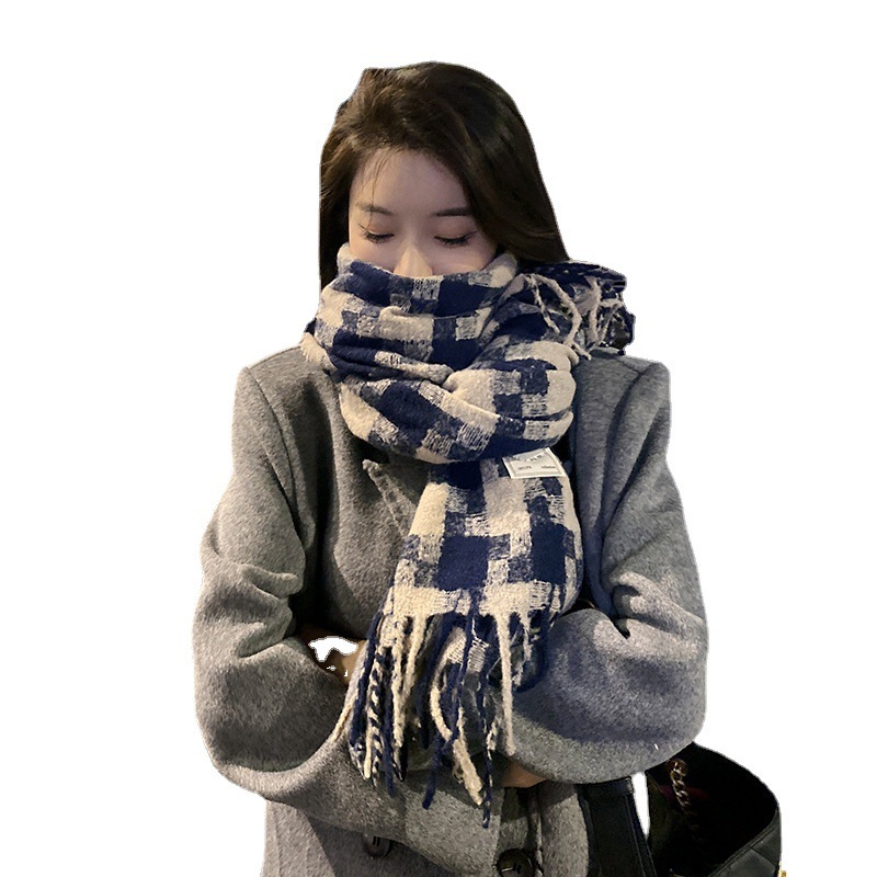 Women's Large Plaid Scarf Thermal Long Thick Shawl - Image 6